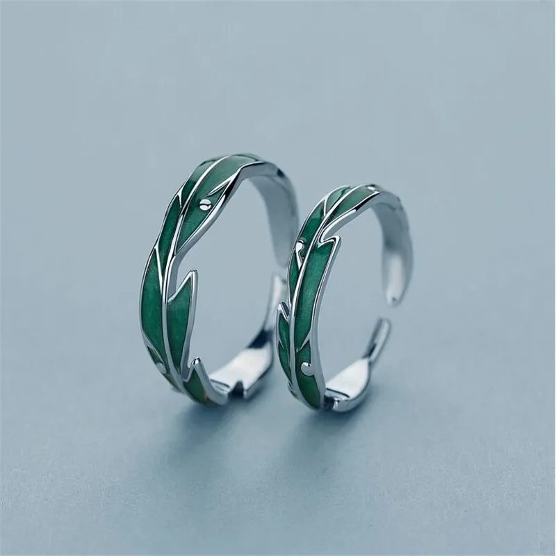 Creative Geometric Silver Colour Open Ring Fashion Green Leaves Couple Ring Romantic Valentine's Day Gift
Creative Geometric Silver Colour Open Ring Fashion Green Leaves Couple Ring Romantic Valentine's Day Gift