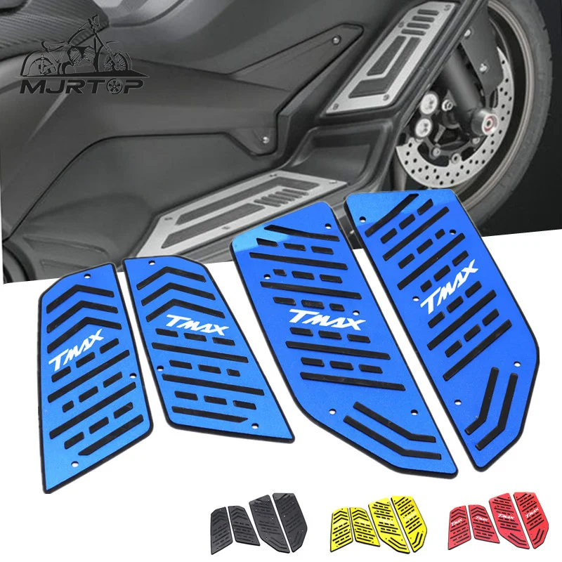 

For Yamaha TMAX530 DX/SX 17-19 TMAX 560 Tech Max 20-21 Motorcycle CNC+Rubber Footboard Rests Passenger Footrest Foot Pegs LOGO