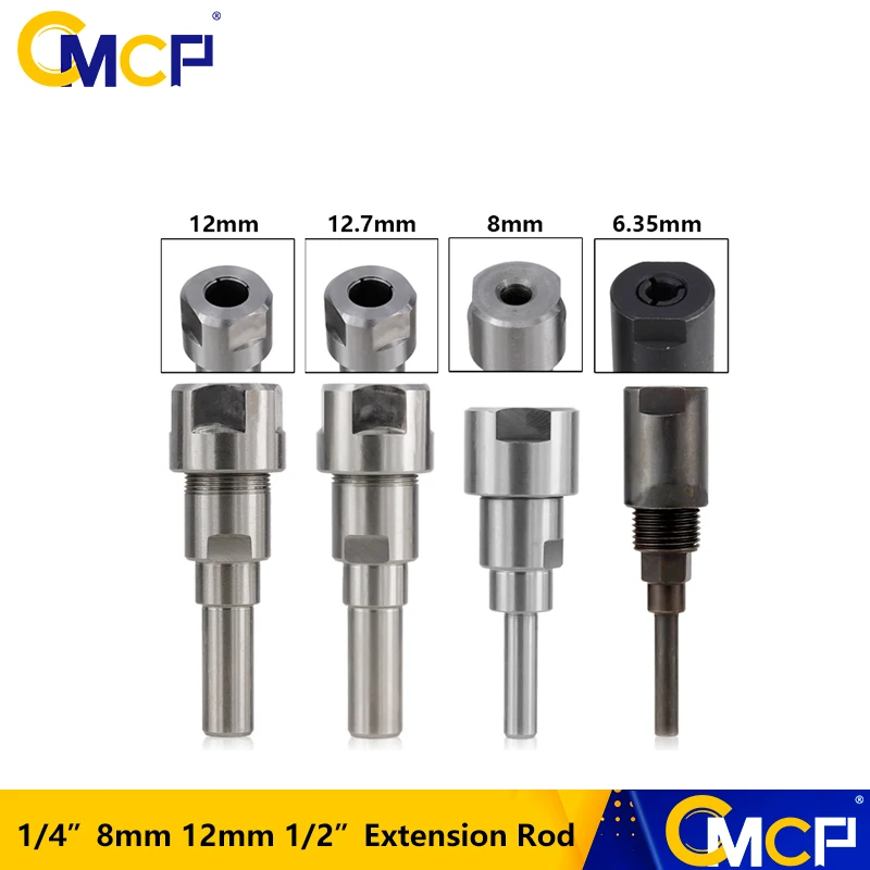 1pc 1/4" 8mm 12mm 1/2" Shank Router Bit Collet Extension For Engraving Machine Rod Woodworking Tools | Инструменты