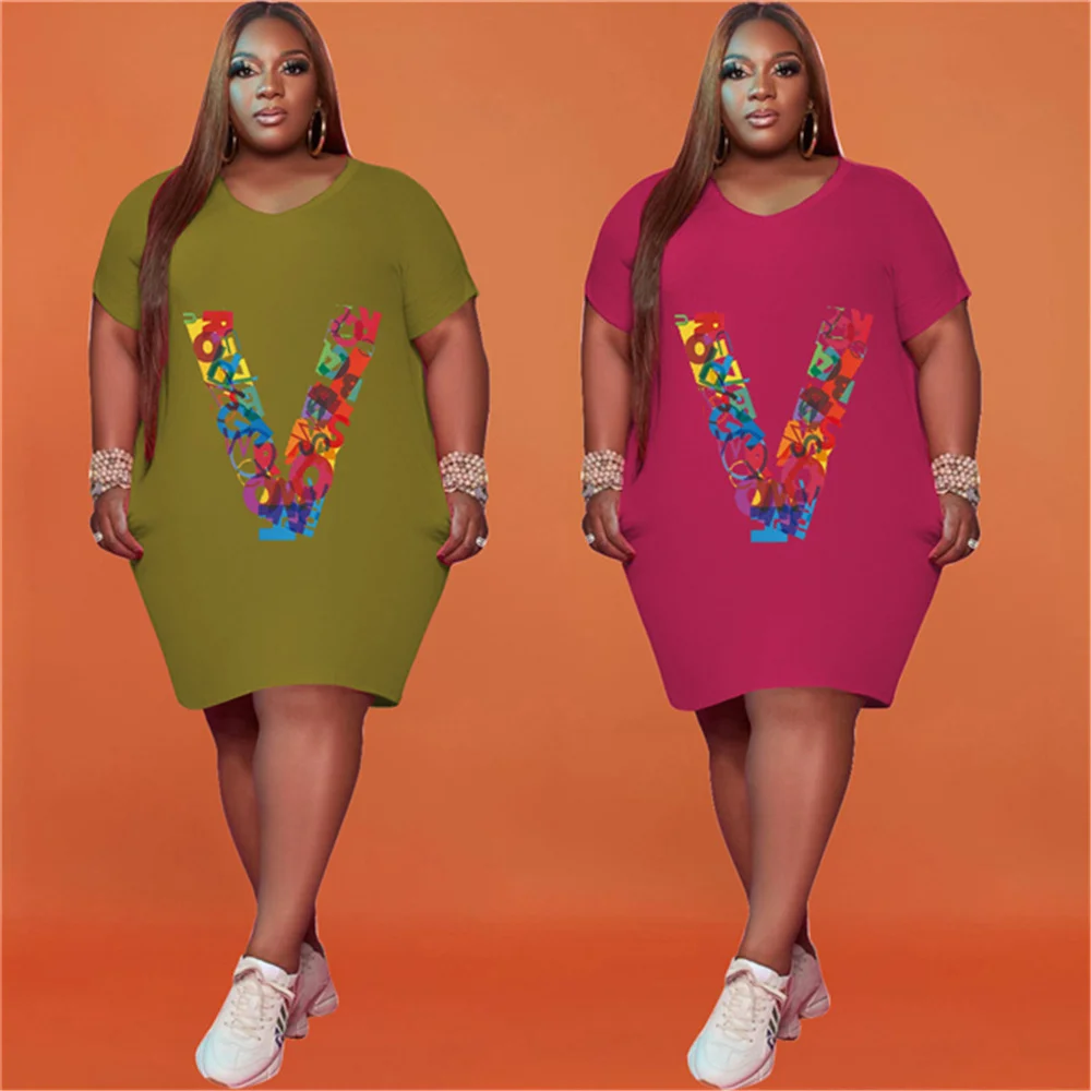RStylish Plus Size Dresses 2021 New Arrivals Fashion Letter Printed V-Neck Short Sleeve Loose-Fitting Summer Womens Midi Dress
RStylish Plus Size Dresses 2021 New Arrivals Fashion Letter Printed V-Neck Short Sleeve Loose-Fitting Summer Womens Midi Dress
