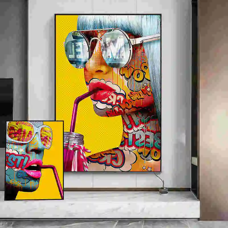 Graffiti Art Sexy fashion glasses Girl with Drink Canvas Printing Colorful Prints Women Home Decor Gift Posters Figure Painting
Graffiti Art Sexy fashion glasses Girl with Drink Canvas Printing Colorful Prints Women Home Decor Gift Posters Figure Painting