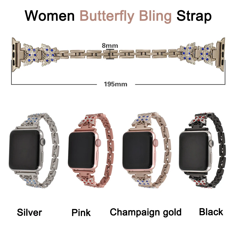 Strap for Apple Watch Band Series 6/5/4/3/2/SE 44mm 40mm 42mm 38mm Girls/Ladies Butterfly Steel Fashion Bracelet for iWatch Belt
Strap for Apple Watch Band Series 6/5/4/3/2/SE 44mm 40mm 42mm 38mm Girls/Ladies Butterfly Steel Fashion Bracelet for iWatch Belt