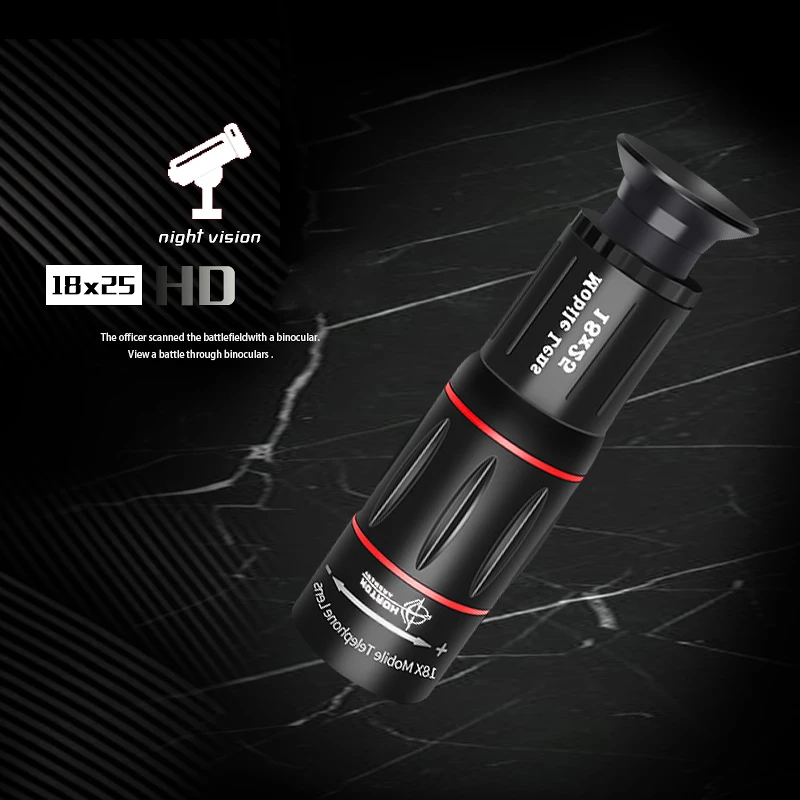 Long Range Telescope18X25 Connect Phone Powerful Monocular Lens Night Vision Spyglass Hiking Tourism and Recreation Supplies
Long Range Telescope18X25 Connect Phone Powerful Monocular Lens Night Vision Spyglass Hiking Tourism and Recreation Supplies