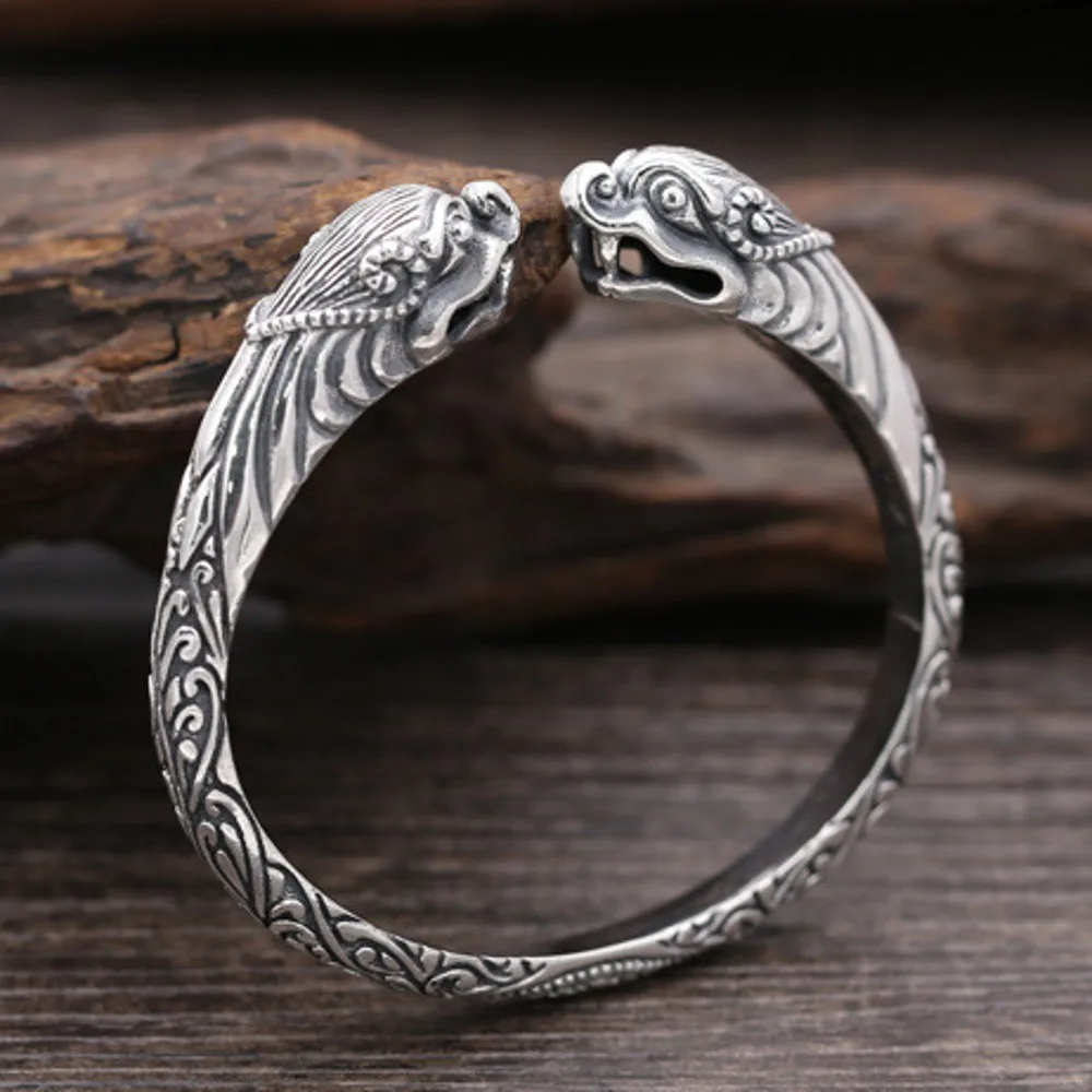 New S925 sterling silver fashion women's bracelet open Thai silver double-headed snake beast bracelet 925 silver Female bracelet
New S925 sterling silver fashion women's bracelet open Thai silver double-headed snake beast bracelet 925 silver Female bracelet