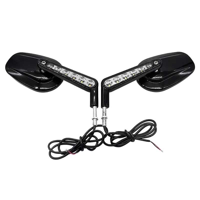 

NEW-Black Rear Side View Mirrors Mirror LED Turn Signals Light for Touring Road King Classic V-ROD VRSCF Sportster Deluxe