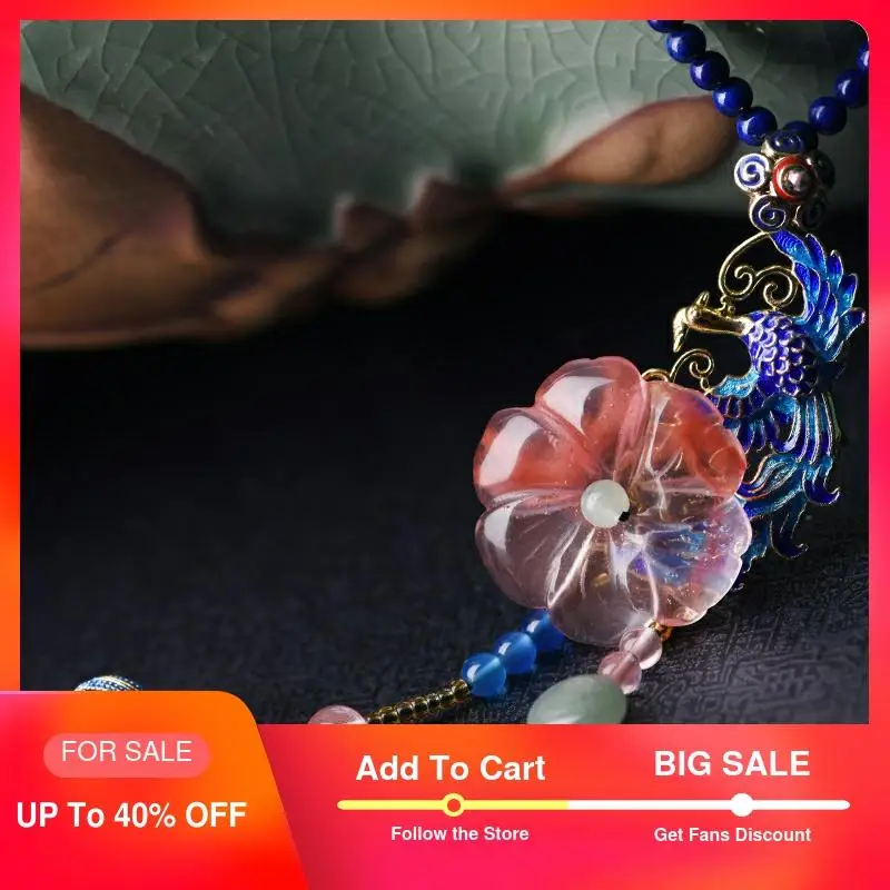 Милое розовое ожерелье с подвеской в виде цветка арбуза и кристаллов для