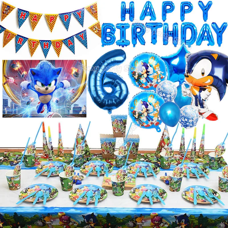 Blue Cartoon Sonic Party Supplies Boys Birthday Party Disposable Tableware Sets Sonic Balloon Suit Cup Baby Shower Decoration
Blue Cartoon Sonic Party Supplies Boys Birthday Party Disposable Tableware Sets Sonic Balloon Suit Cup Baby Shower Decoration
