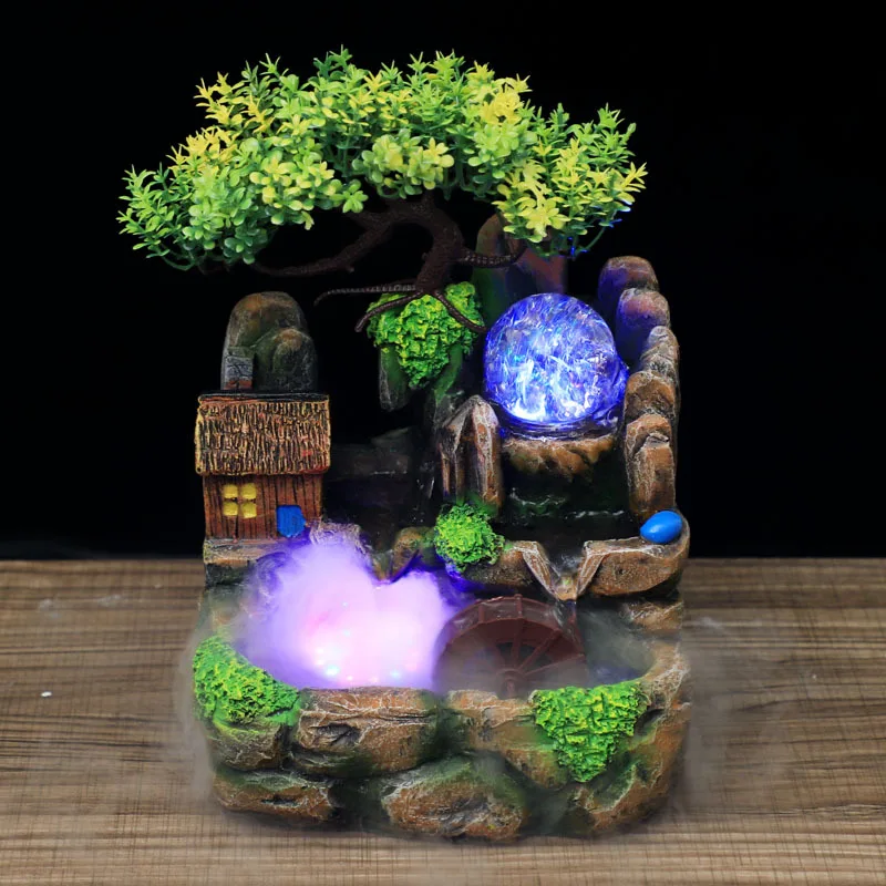 Led Lights Resin Rockery Flowing Water Fountain Lucky Feng Shui Wheel Office Desktop Ornaments With Nebulizer Home Decoration
Led Lights Resin Rockery Flowing Water Fountain Lucky Feng Shui Wheel Office Desktop Ornaments With Nebulizer Home Decoration