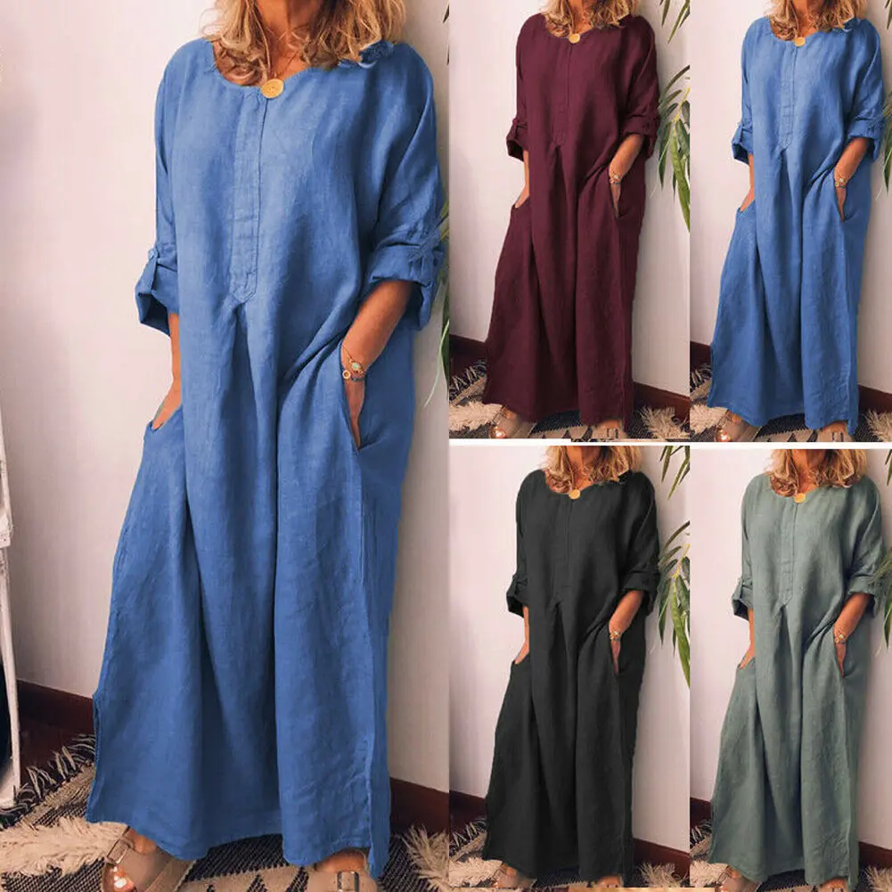 Women Oversize Long Maxi Dress Linen Full Length Long Sleeves Kaftan Dresses -OPK
Women Oversize Long Maxi Dress Linen Full Length Long Sleeves Kaftan Dresses -OPK