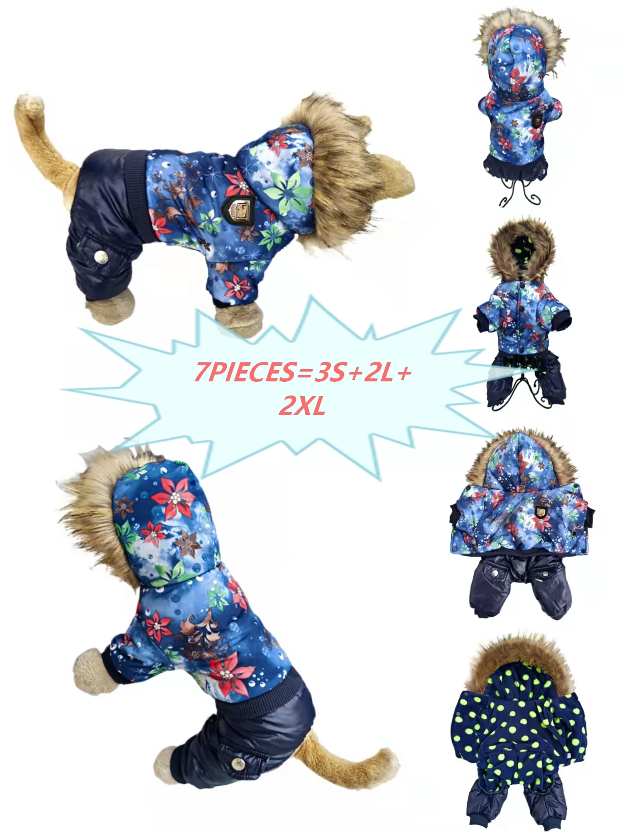 7 Pieces Blue Flower Pattern Hooded Warm Winter Thickness Pet Dog Clothes Jumpsuit Cat Puppy Dogs Coat Jackets
7 Pieces Blue Flower Pattern Hooded Warm Winter Thickness Pet Dog Clothes Jumpsuit Cat Puppy Dogs Coat Jackets
