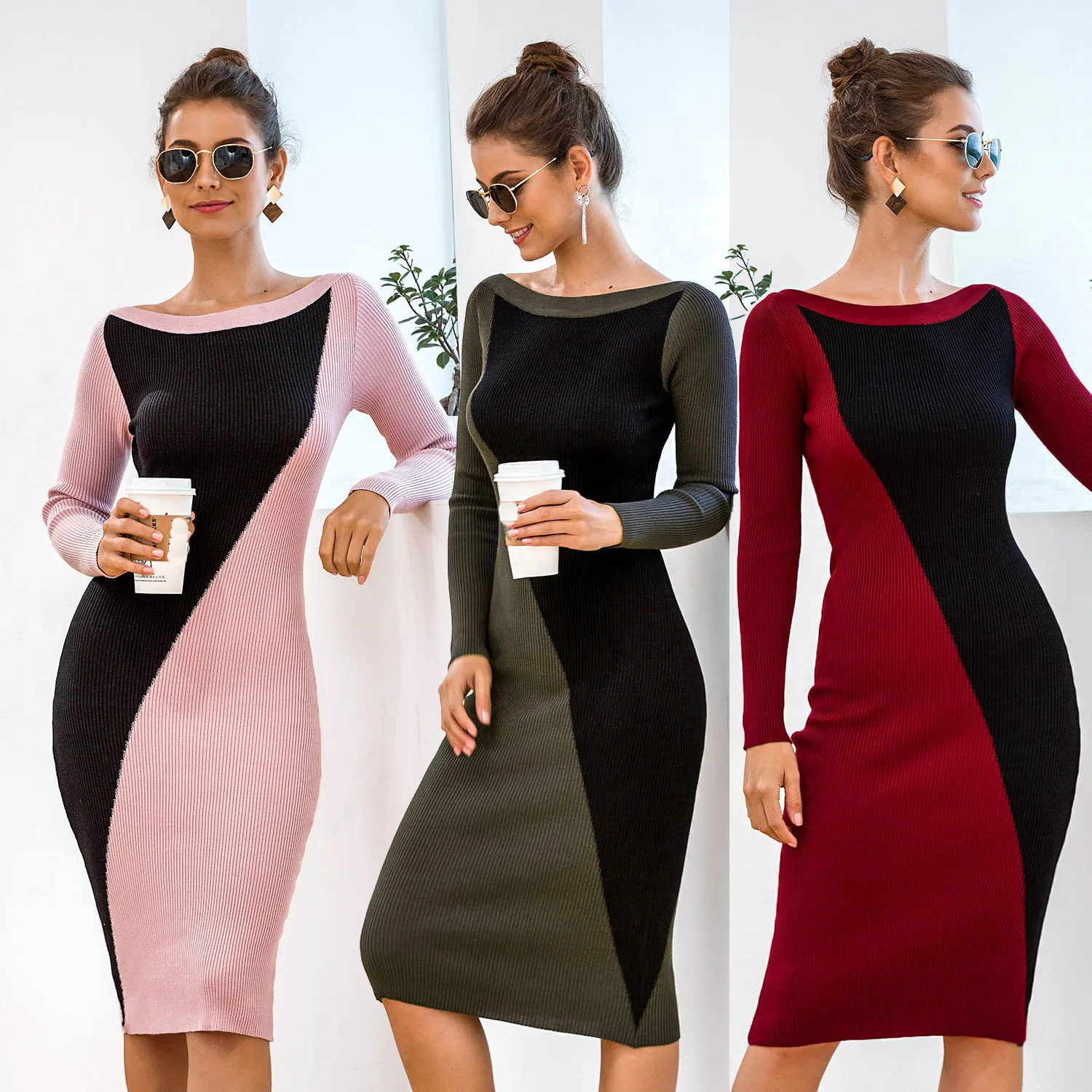 Women Knitted Slim High Waist Sweater Dress Autumn Winter Women Elegant Lady Slim Sheath Patchwork Long Sweater Dress Vestidos
Women Knitted Slim High Waist Sweater Dress Autumn Winter Women Elegant Lady Slim Sheath Patchwork Long Sweater Dress Vestidos