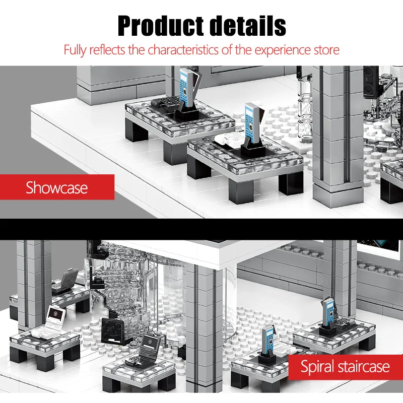 1116PCS Creative Phones Store Model DIY Building Blocks City Street View Figures LED Light Bricks Toys For Children
1116PCS Creative Phones Store Model DIY Building Blocks City Street View Figures LED Light Bricks Toys For Children