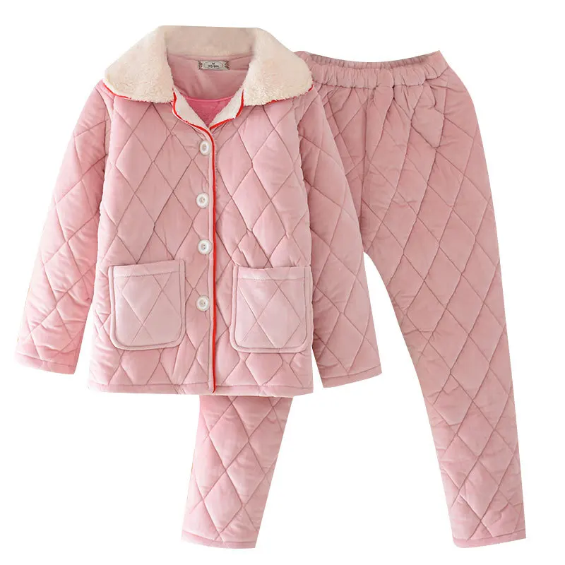 Winter New Women Pajamas Warm Pink Embroidery Thick Flannel Pyjamas Turn-Down Collar Button Shirt Long Pant Suit Pyjamas
Winter New Women Pajamas Warm Pink Embroidery Thick Flannel Pyjamas Turn-Down Collar Button Shirt Long Pant Suit Pyjamas