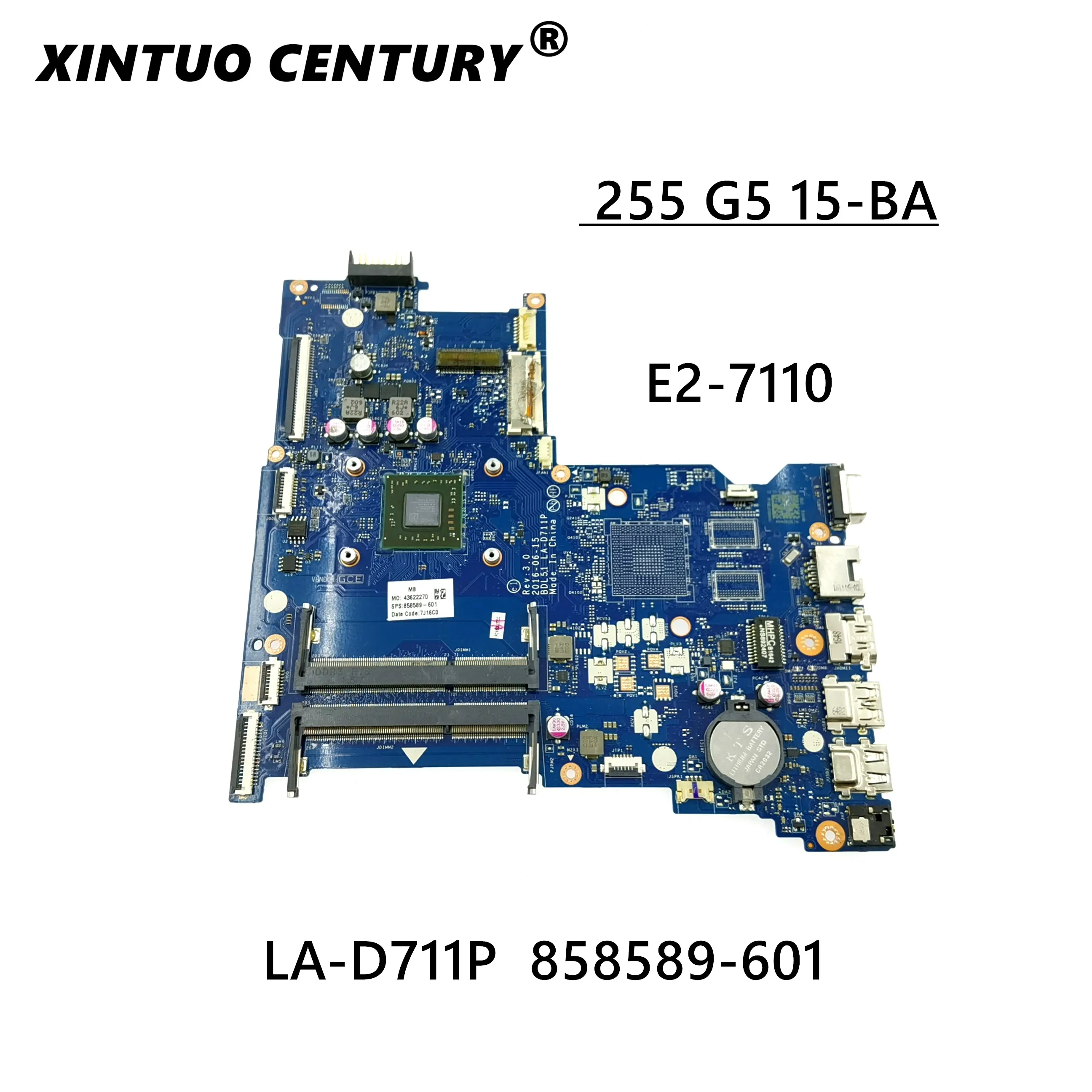 Для HP 255 G5 Материнская плата ноутбука BDL51 LA-D711P 858589-601 858589-001 материнская плата E2-7110 1,8 ГГц Процессор DDR3
Для HP 255 G5 Материнская плата ноутбука BDL51 LA-D711P 858589-601 858589-001 материнская плата E2-7110 1,8 ГГц Процессор DDR3