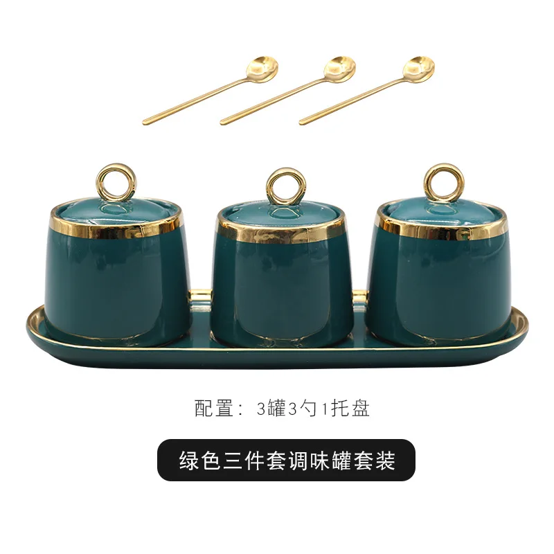 Light luxury Phnom Penh emerald dressing can set ceramic seasoning box seasoning bottle salt MSG can kitchen home with lid
Light luxury Phnom Penh emerald dressing can set ceramic seasoning box seasoning bottle salt MSG can kitchen home with lid