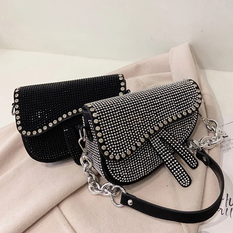 Trendy Women's Bag Korean Fashion Diamond Saddle Bag High Texture Rhinestone Chain Crossbody Small Square Bag
Trendy Women's Bag Korean Fashion Diamond Saddle Bag High Texture Rhinestone Chain Crossbody Small Square Bag