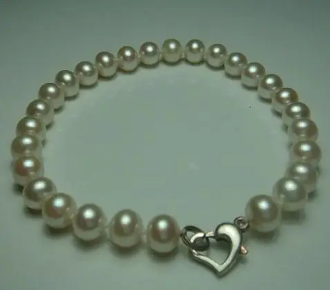 Wholesale New Favorite White Pearl Bracelet 7mm Real Freshwater Pearl Jewelry Silver Heart Clasp Handmade Classic Women Gift
Wholesale New Favorite White Pearl Bracelet 7mm Real Freshwater Pearl Jewelry Silver Heart Clasp Handmade Classic Women Gift
