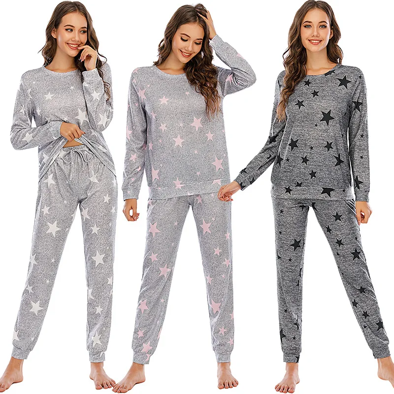 Autumn And Winter Leisure Fashion Five-Pointed Star Printed Women's Pajamas Trouser Suits XXL Large Size Home Wear Nightwear
Autumn And Winter Leisure Fashion Five-Pointed Star Printed Women's Pajamas Trouser Suits XXL Large Size Home Wear Nightwear