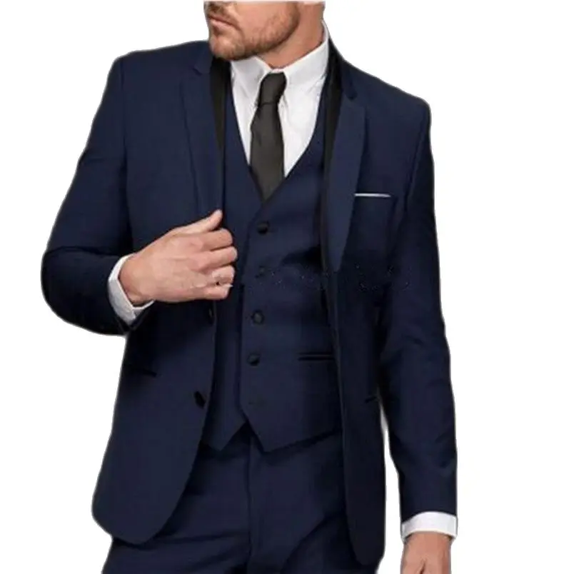 Navy Blue Wedding Men Suits Groom Tuxedos Three Piece Formal Style Men Prom Party Business Suit (Jacket+Pants+Vest)
Navy Blue Wedding Men Suits Groom Tuxedos Three Piece Formal Style Men Prom Party Business Suit (Jacket+Pants+Vest)