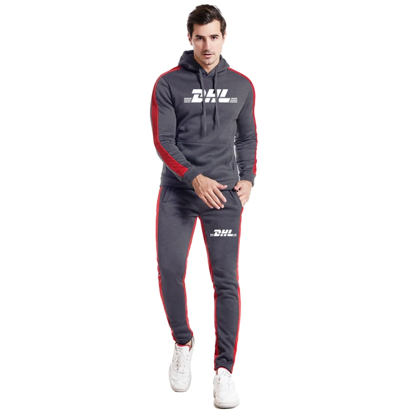 Winter Hot Sale Men's Monogram Print Fashion Hoodie, Thick Warm Jumper Street Jogging Suit