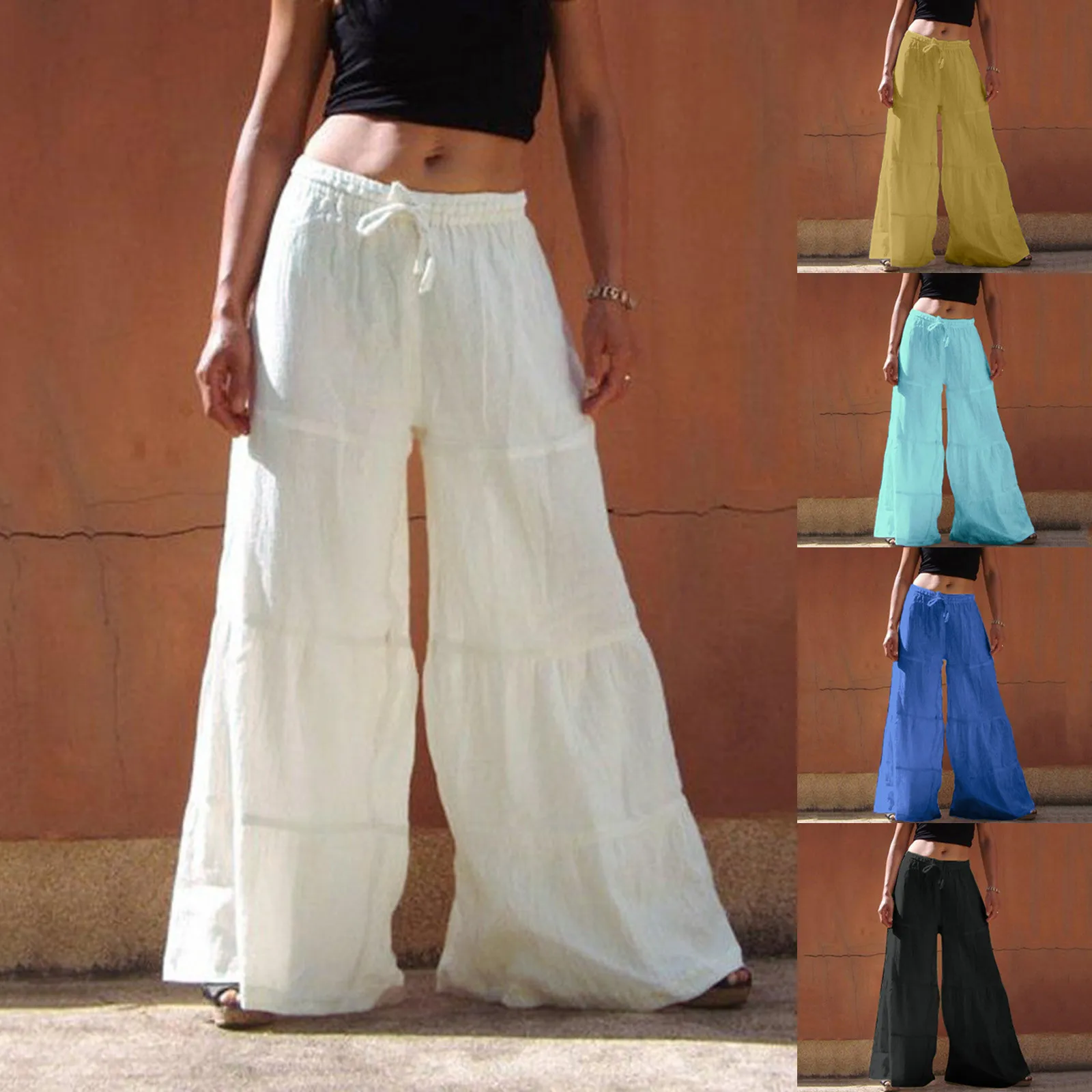 Fashion Women Loose Solid Color Casual Wide Leg Pants Cotton Linen Trousers Pantalon Femme Pantalons Capris Брюки Женские
Fashion Women Loose Solid Color Casual Wide Leg Pants Cotton Linen Trousers Pantalon Femme Pantalons Capris Брюки Женские