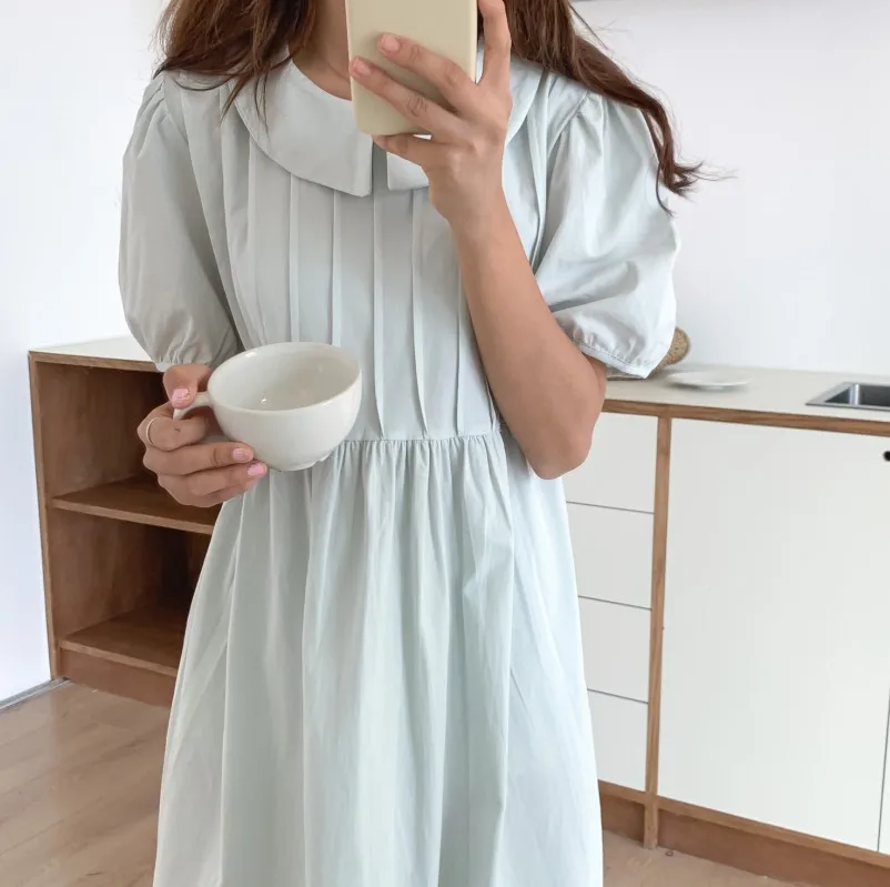 KUSAHIKI Korean Chic Summer Woman Dress Puff Sleeve Peter Pan Collar Vestidos Femme 2021 New Hit Color High Waist Dresses 6J108
KUSAHIKI Korean Chic Summer Woman Dress Puff Sleeve Peter Pan Collar Vestidos Femme 2021 New Hit Color High Waist Dresses 6J108