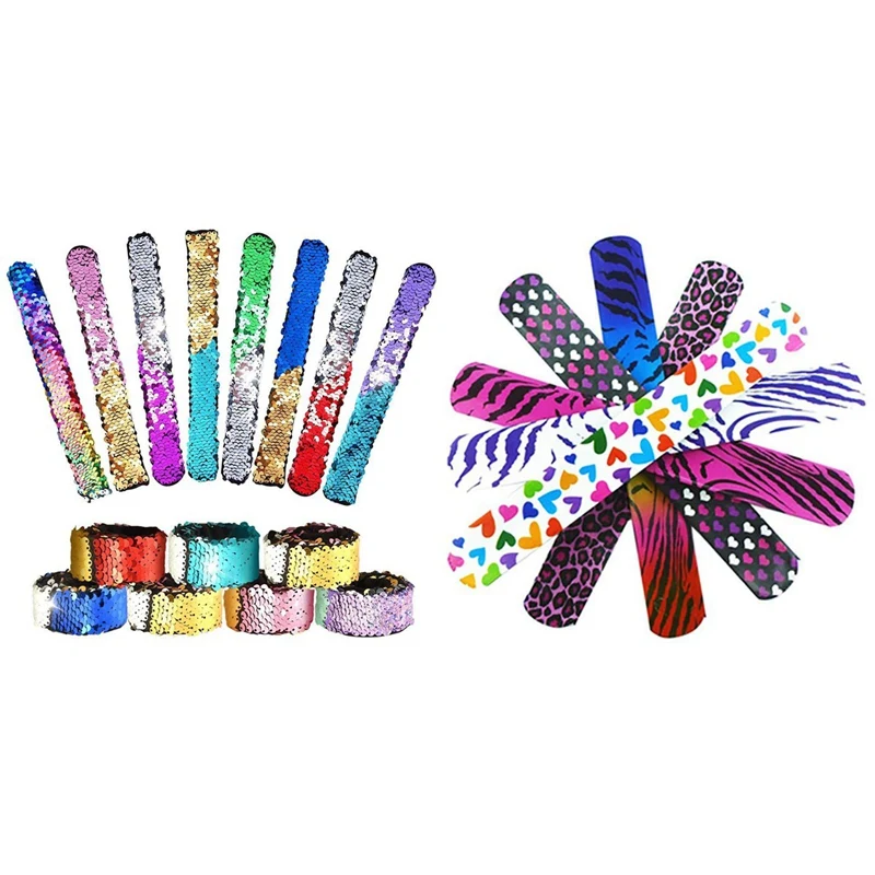 25X Animal/Heart Print Slap Bracelets Party Wrist Strap & 16 Pcs Magic Sequins The Mermaid Bracelets (Random Colors)
25X Animal/Heart Print Slap Bracelets Party Wrist Strap & 16 Pcs Magic Sequins The Mermaid Bracelets (Random Colors)