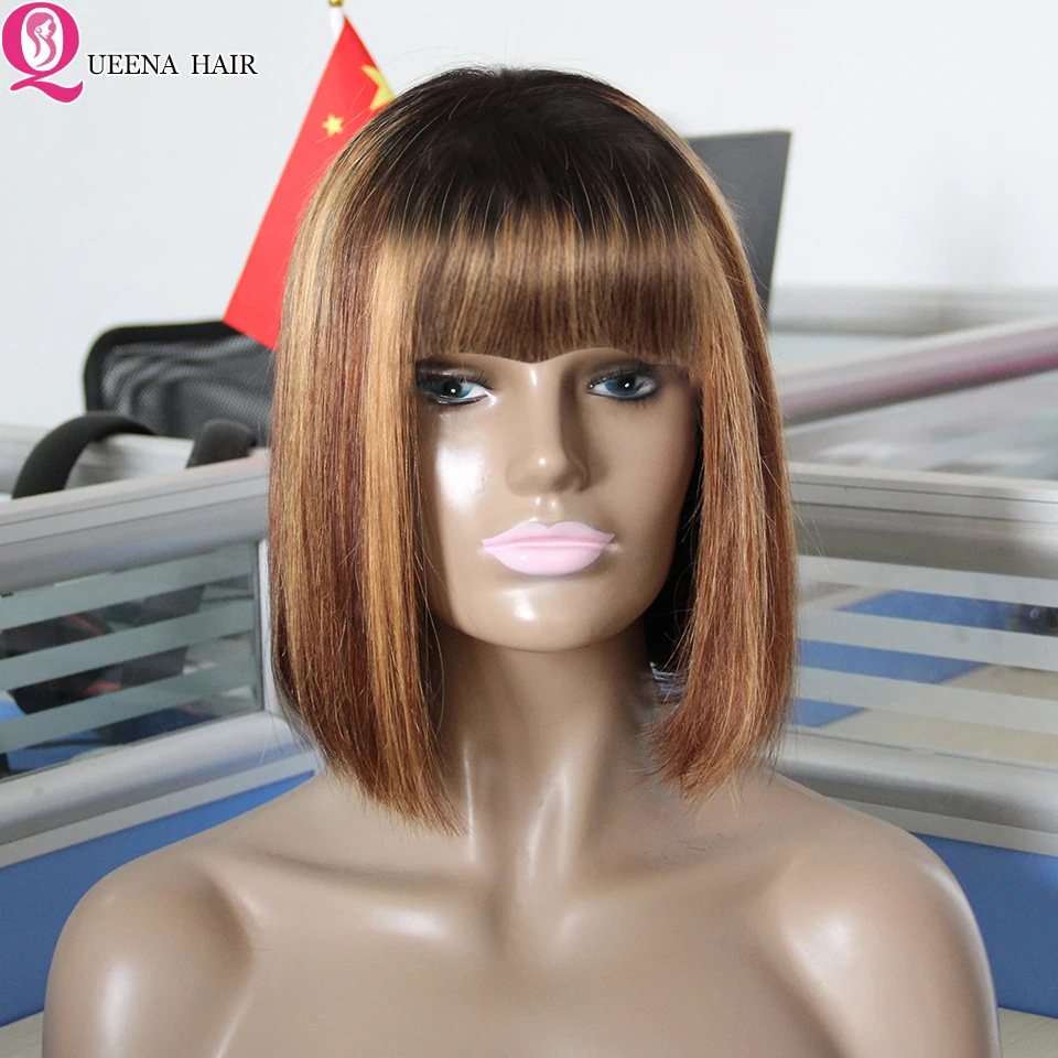 Bob Human Hair Wig With Bangs Highlight Blonde Straight Bob Wig With Fringe Remy 12inc Short Brazilian Bob Wigs for Black Women
Bob Human Hair Wig With Bangs Highlight Blonde Straight Bob Wig With Fringe Remy 12inc Short Brazilian Bob Wigs for Black Women