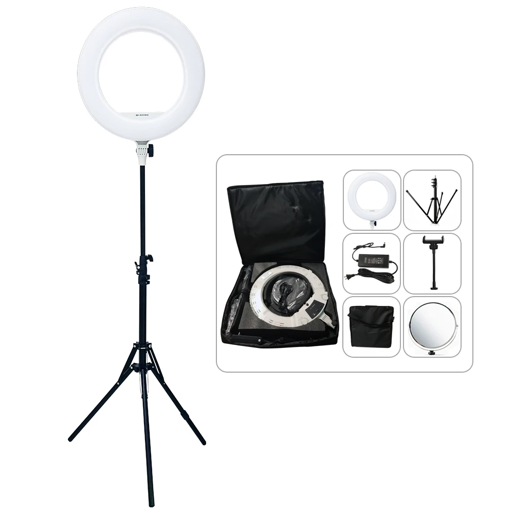 Ring Lamp 18inch Yidoblo AX-480SII Photographic Lighting Makeup Lamp 48W Selfie Ring Light With Tripod Kit Phone LED Video Light
Ring Lamp 18inch Yidoblo AX-480SII Photographic Lighting Makeup Lamp 48W Selfie Ring Light With Tripod Kit Phone LED Video Light