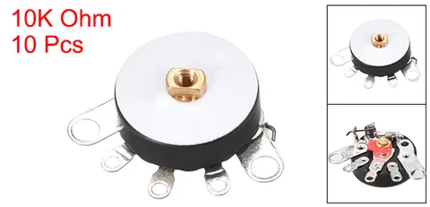 Потенциометр Uxcell для углеродной пленки, колесные переменные резисторы, одноповоротный круглый вал для Управления Электрическими устройствами 10/50K