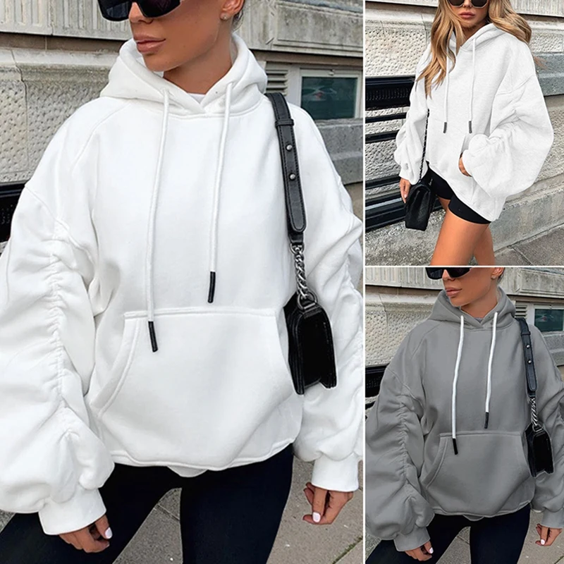 Women'S Niche Piled Sleeves Hooded Pullover Loose Solid Color Long-Sleeved Sweater
Women'S Niche Piled Sleeves Hooded Pullover Loose Solid Color Long-Sleeved Sweater