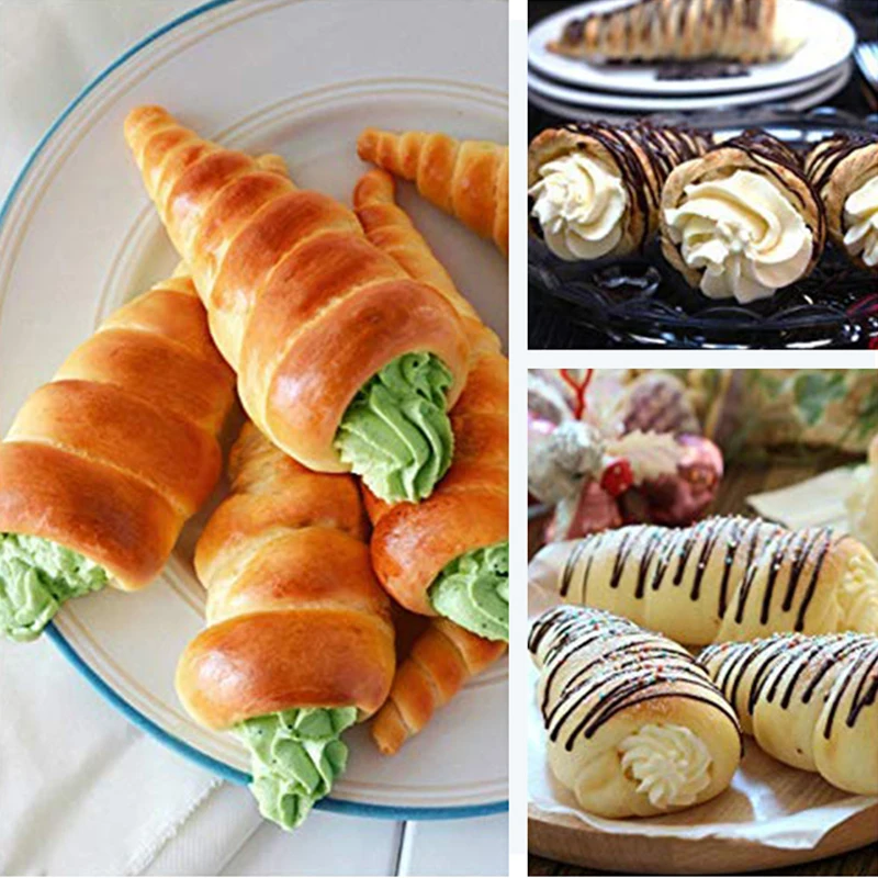 

5/10Pcs Pastry Cream Horn Mold Spiral Croissants Molds Pastry Roll Horn Croissant Mold Cannoli Tubes Ice Cream Mold Baking Tools