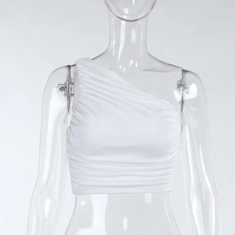 KAISENDZ Women's One-shoulder t-shirt Ruched backless Sexy Summer female tops Streetwear Casual soft Cotton t-shirt for women