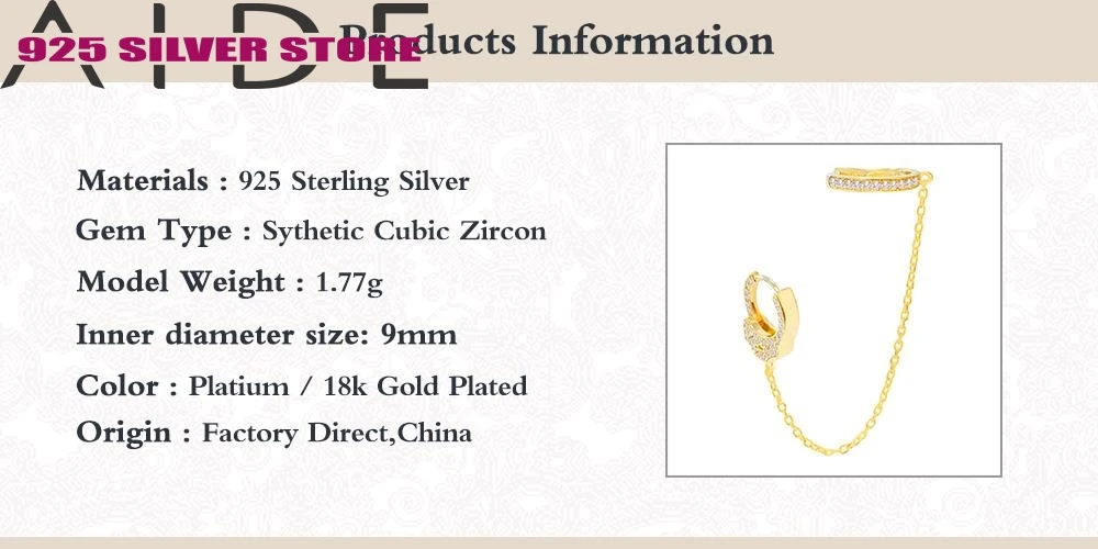 Aide 925 Sterling Silver Round Light Luxury Personality Handcuffs Ear Cuff Trendy Link Chain Earcuffs Cartilage Earrings Hoop
Aide 925 Sterling Silver Round Light Luxury Personality Handcuffs Ear Cuff Trendy Link Chain Earcuffs Cartilage Earrings Hoop