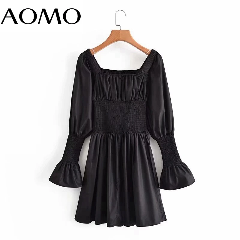 AOMO Fashion Women Solid Black Dress Square Collar Puff Long Sleeve Ladies Mini Dress Vestidos 5D66A
AOMO Fashion Women Solid Black Dress Square Collar Puff Long Sleeve Ladies Mini Dress Vestidos 5D66A