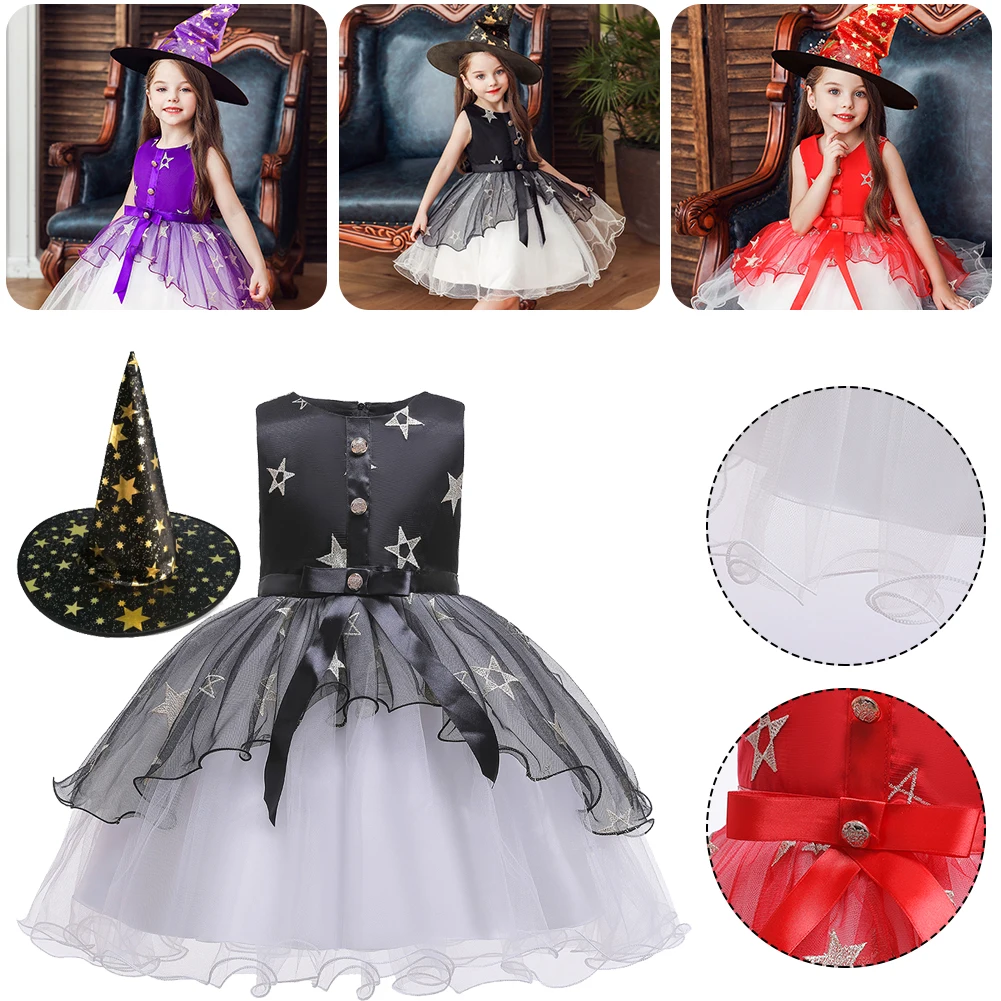 Halloween Witch and Hat for Kids Red/Purple/Black Party Dress Cosplay Stage Costume Halloween Supplies for Girls
Halloween Witch and Hat for Kids Red/Purple/Black Party Dress Cosplay Stage Costume Halloween Supplies for Girls