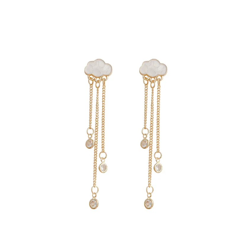 New simple fashion personality versatile water diamond cloud tassel S925 silver needle female earrings
New simple fashion personality versatile water diamond cloud tassel S925 silver needle female earrings