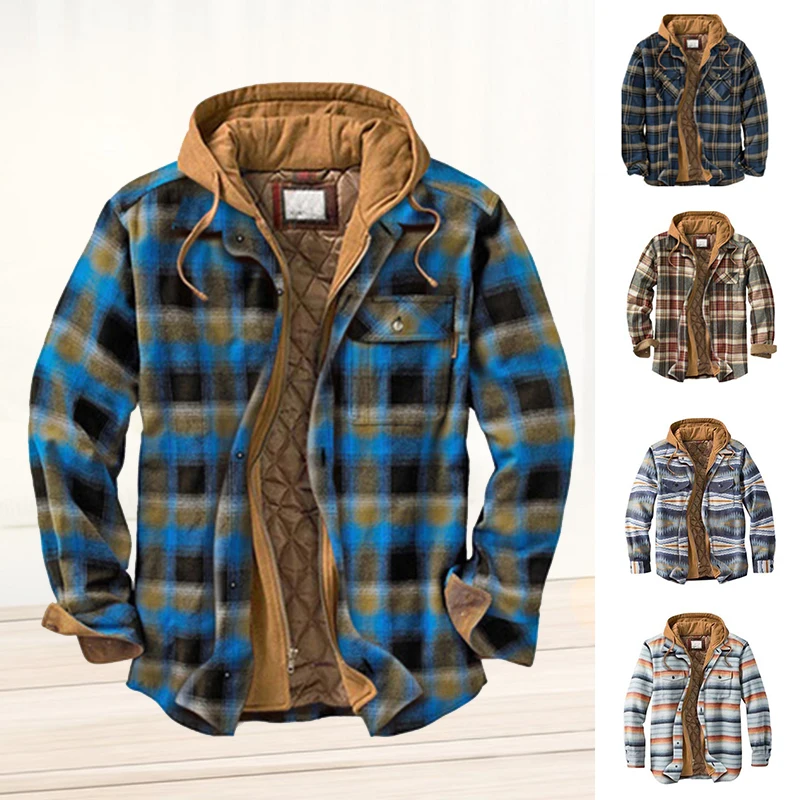 Mens Warm Quilted Lined Cotton Jackets with Hood Button Down Zipper Long Sleeve Plaid Jackets XR-Hot
Mens Warm Quilted Lined Cotton Jackets with Hood Button Down Zipper Long Sleeve Plaid Jackets XR-Hot