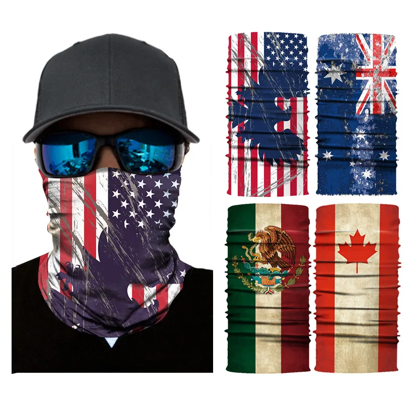 

National Flag Scarf Balaclava Seamless Bandana Buffs Cycling Motorcycle Neck Warmer Mexico Spain Germany USA Canada Face Mask