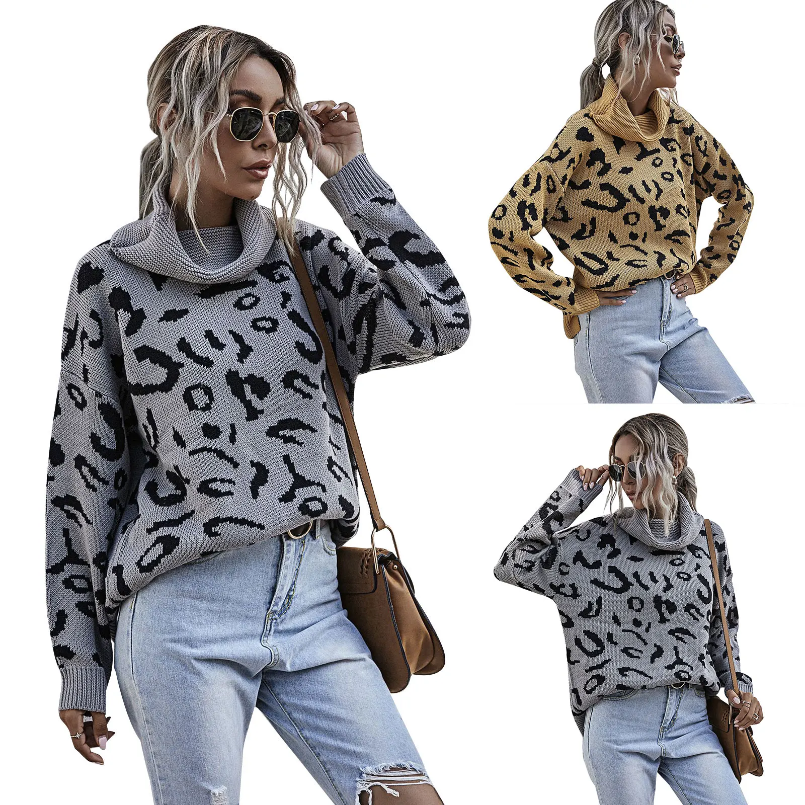 Knit Leopard Sweater Autumn Winter New Women's European And American Casual Split Knit Leopard Print Two-lapel Pullover Sweater
Knit Leopard Sweater Autumn Winter New Women's European And American Casual Split Knit Leopard Print Two-lapel Pullover Sweater