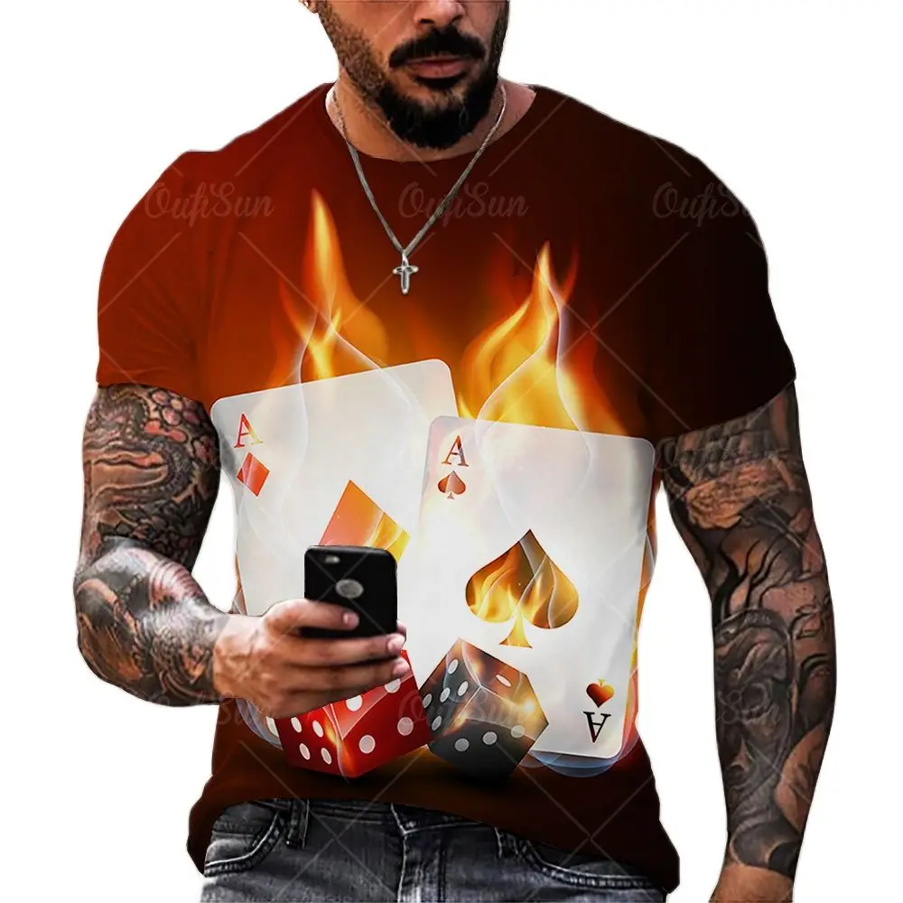 3D printing Flame playing Cards Fashion Men T-Shirt Trend Casual O-Neck Short Sleeve Street Style Oversized T-Shirt Street Tops 
3D printing Flame playing Cards Fashion Men T-Shirt Trend Casual O-Neck Short Sleeve Street Style Oversized T-Shirt Street Tops