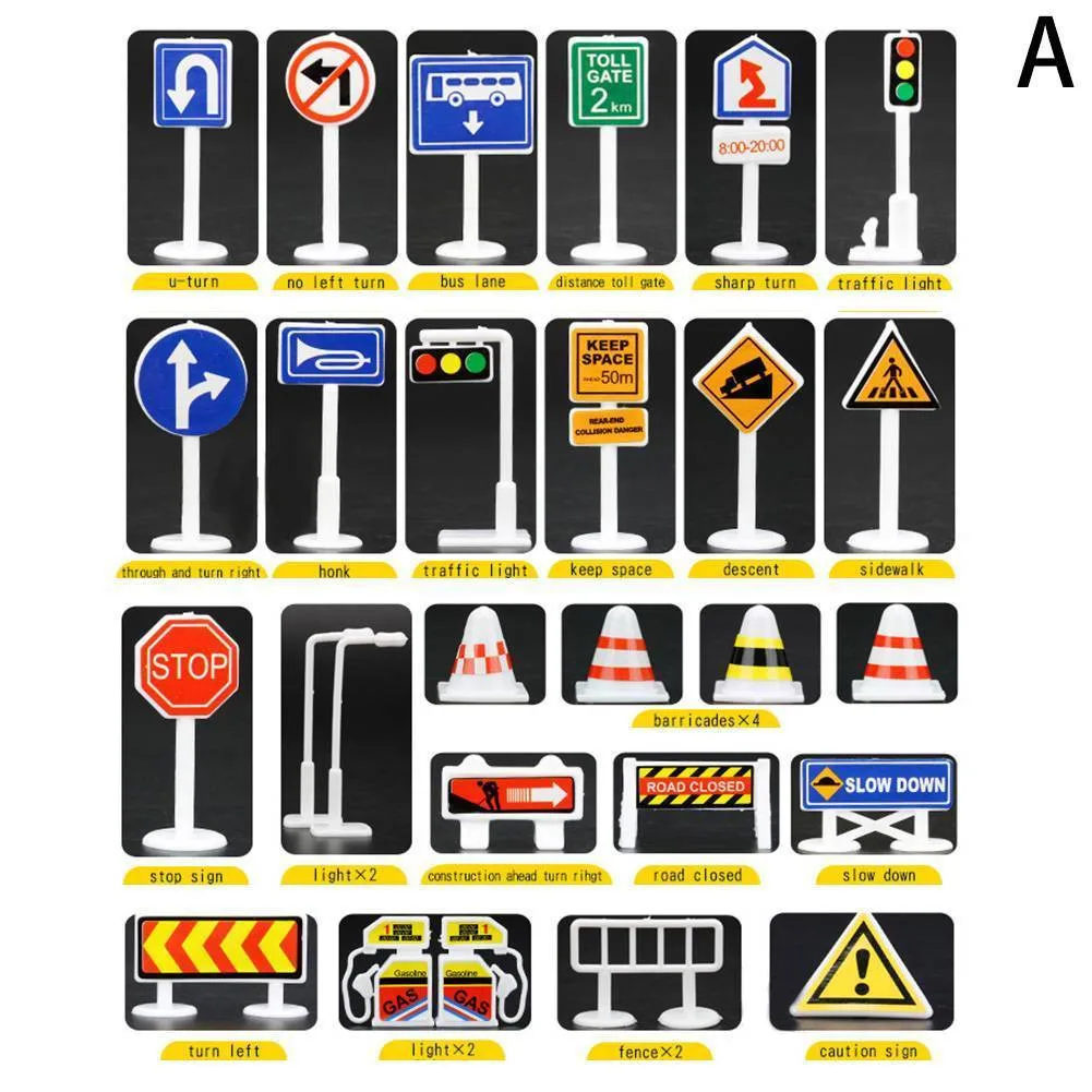 28 Pcs Car Toy Accessories Traffic Road Signs Children Play Learn Toy Educational toys for Learning Traffic Knowledge at Home
28 Pcs Car Toy Accessories Traffic Road Signs Children Play Learn Toy Educational toys for Learning Traffic Knowledge at Home