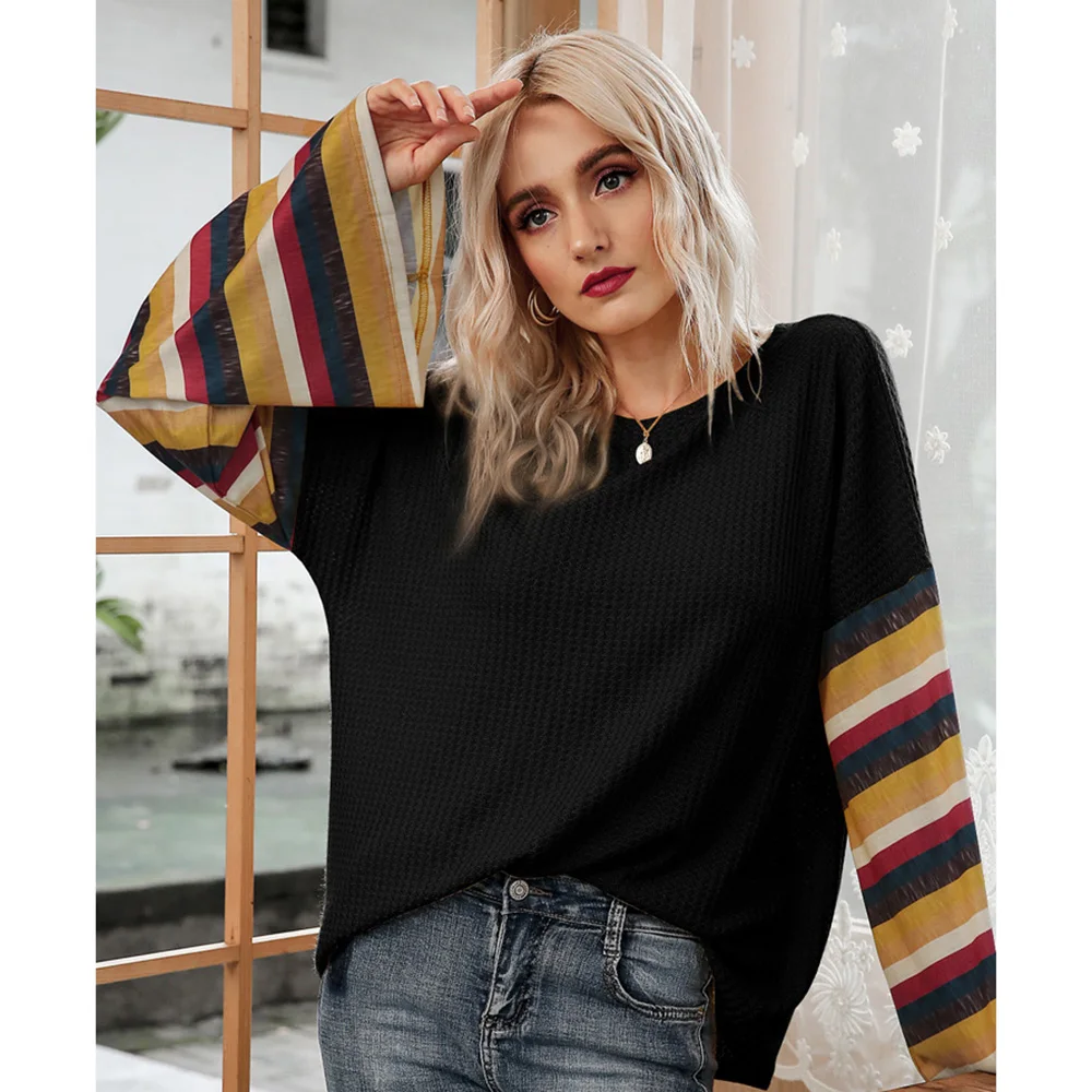 Autumn Striped Sleeve Pullovers Women Clothes Loose Sweatshirt Casual Flare Sleeve Sweatshirts Women Oversized Hoodie
Autumn Striped Sleeve Pullovers Women Clothes Loose Sweatshirt Casual Flare Sleeve Sweatshirts Women Oversized Hoodie