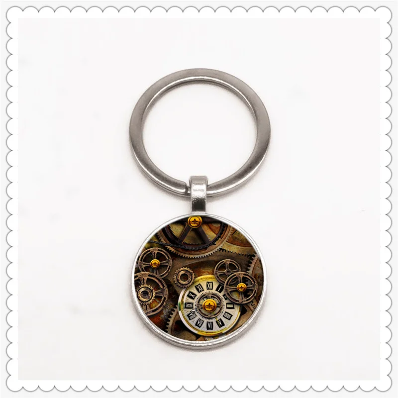 Metal punk gear dial pattern keychain glass convex round pendant classic fashion men and women keychain gift pendant
Metal punk gear dial pattern keychain glass convex round pendant classic fashion men and women keychain gift pendant