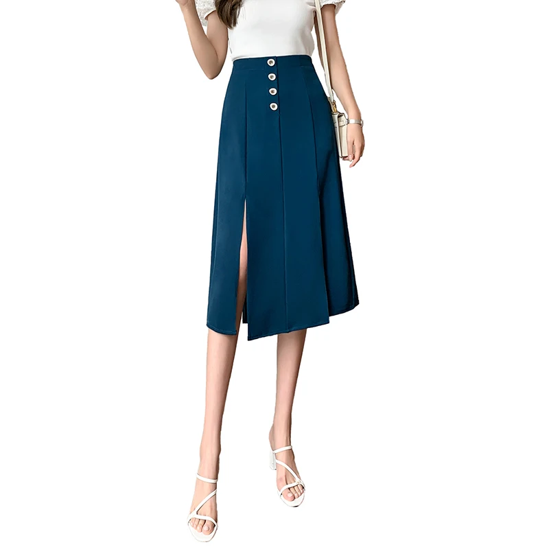 2021 Spring Summer Women Solid A-line Long Skirts Girls Chiffon Split Buttons Skirt Bottom Female Real Photos
2021 Spring Summer Women Solid A-line Long Skirts Girls Chiffon Split Buttons Skirt Bottom Female Real Photos