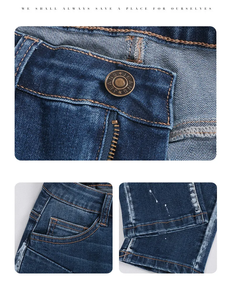 Plus Size Mom Jeans Women's High Elasticity Ripped Spray Paint Printing Feet Pants Spring New Style Korean Casual Denim Trousers
Plus Size Mom Jeans Women's High Elasticity Ripped Spray Paint Printing Feet Pants Spring New Style Korean Casual Denim Trousers