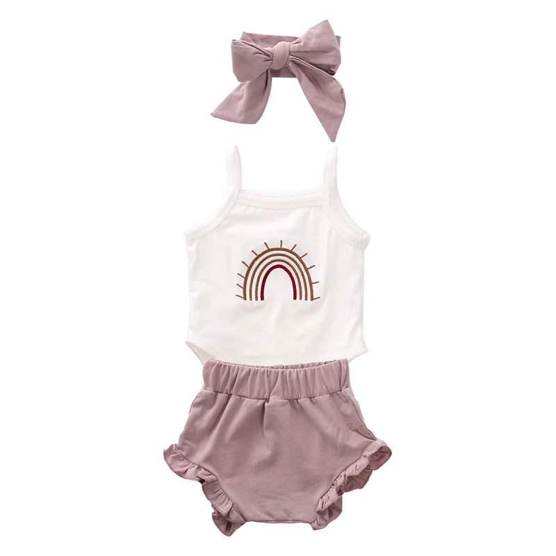 3Pcs Girls Clothes Rainbow Suspender Jumpsuit Solid Color Shorts Pants with Headband Toddler Outfits Cute Girl Clothing
3Pcs Girls Clothes Rainbow Suspender Jumpsuit Solid Color Shorts Pants with Headband Toddler Outfits Cute Girl Clothing