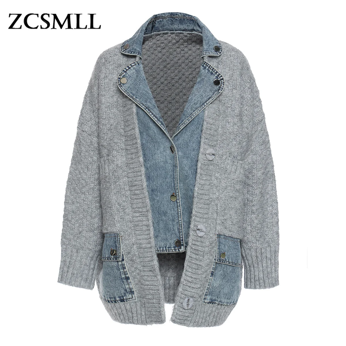 ZCSMLL Loose Fit Knitting Denim Stitch Big Size Jacket New Lapel Long Sleeve Women Coat Fashion Tide Autumn Winter 2021 TH1431
ZCSMLL Loose Fit Knitting Denim Stitch Big Size Jacket New Lapel Long Sleeve Women Coat Fashion Tide Autumn Winter 2021 TH1431