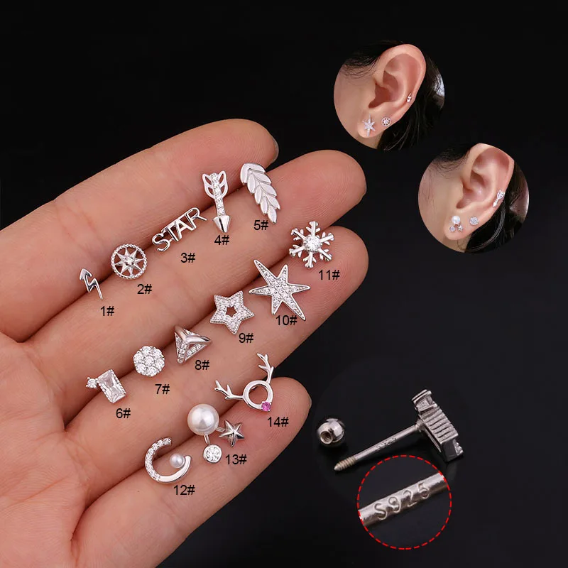 S925 Ear Studs Helix Cartilage Conch Rook Tragus Stud Labret Septum Star Arrow Earring Piercing Set Body Jewelry H6
S925 Ear Studs Helix Cartilage Conch Rook Tragus Stud Labret Septum Star Arrow Earring Piercing Set Body Jewelry H6