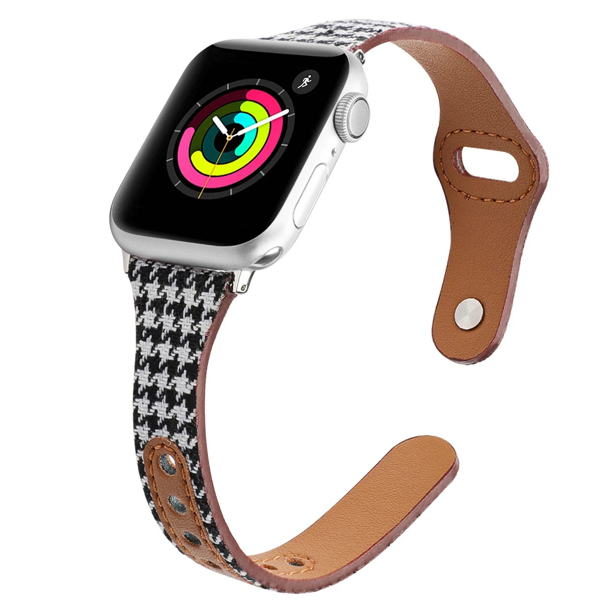Ремешок кожаный в клетку для Apple Watch band Series 6 44 мм 40 браслет iWatch 5 4 3 42 38 | Наручные